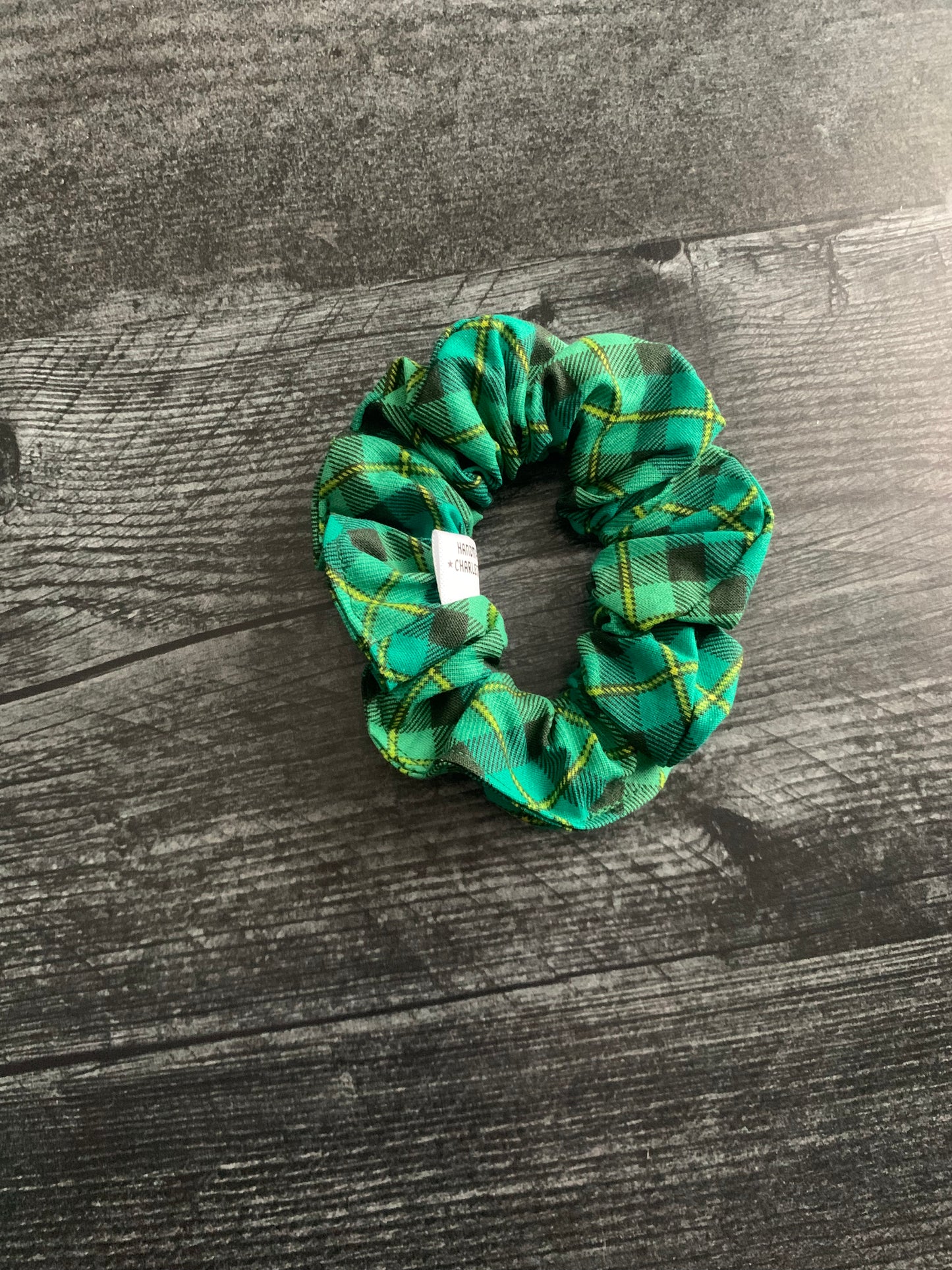 Green Plaid - Cotton Scrunchie