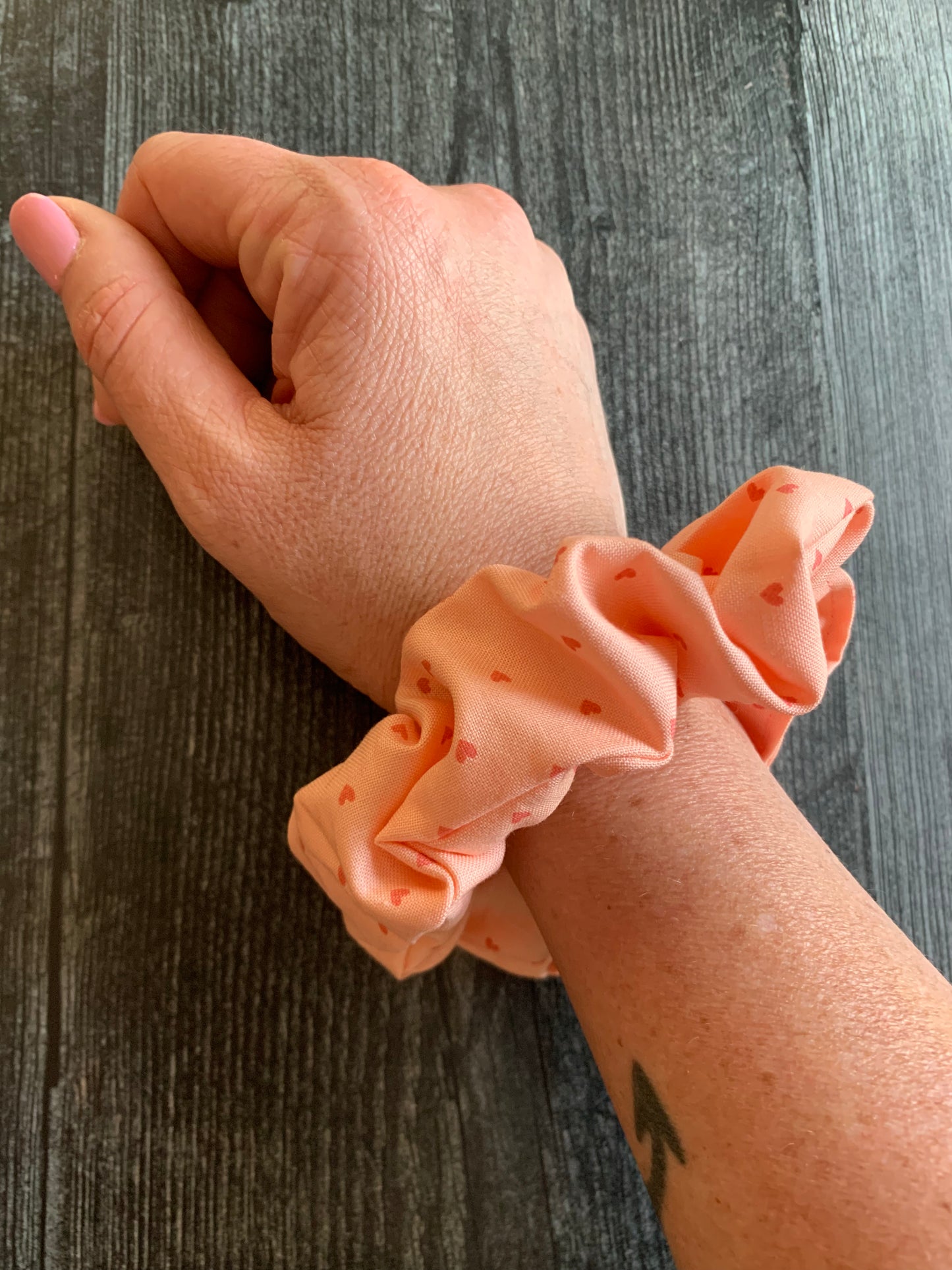 Hearts on Rose - Cotton Scrunchie