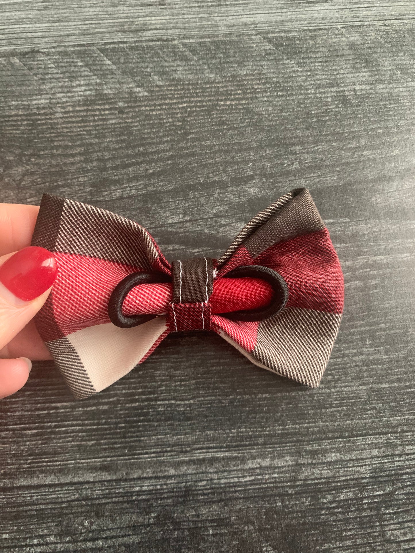 Red, Black, and White Check - Pet Bow Tie