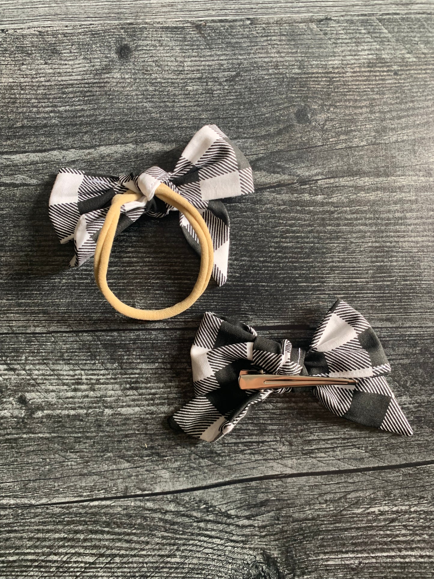 Black and White Buffalo Check - Hair Bows