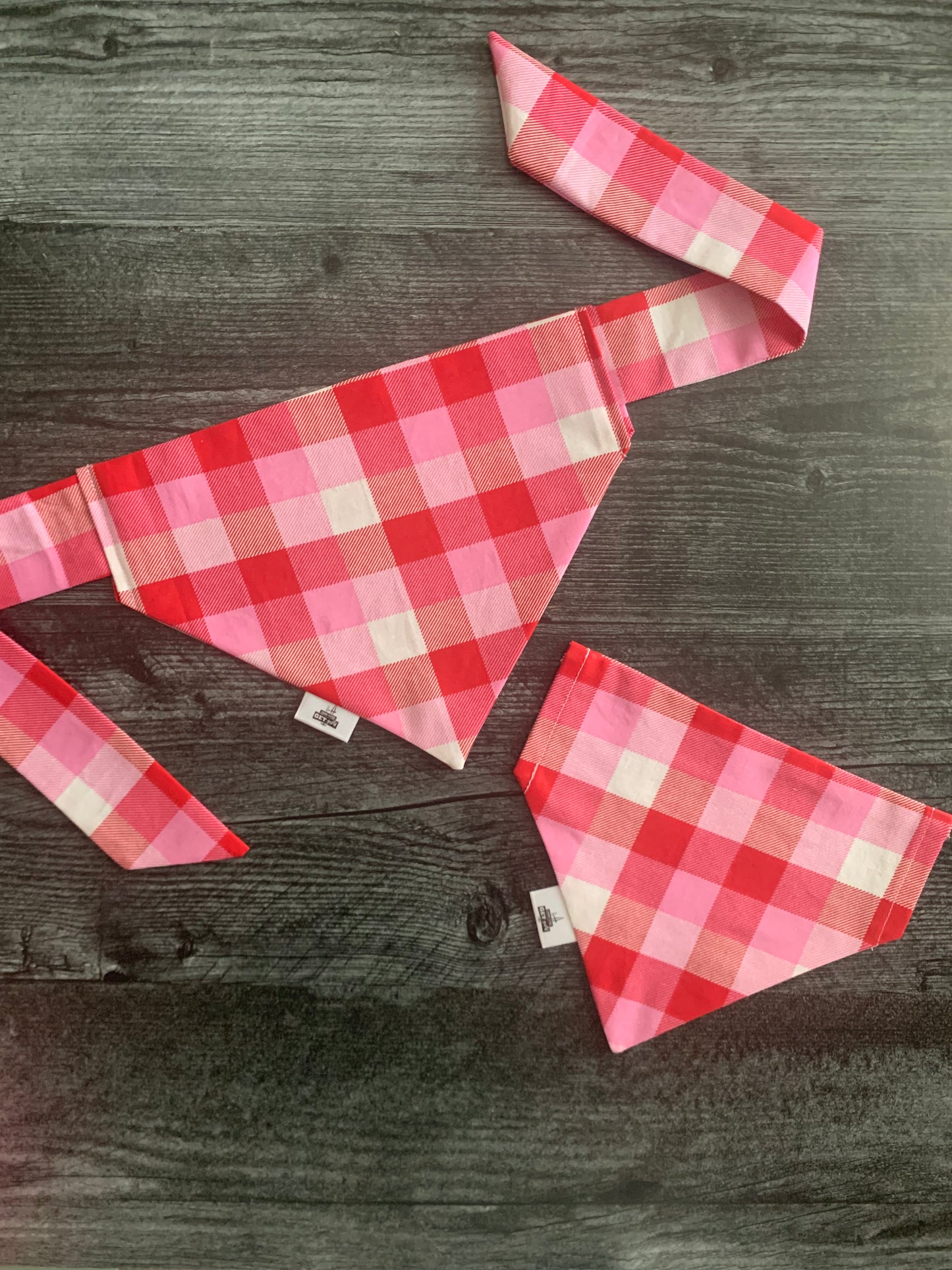 Pink and Red Check - Pet Bandana