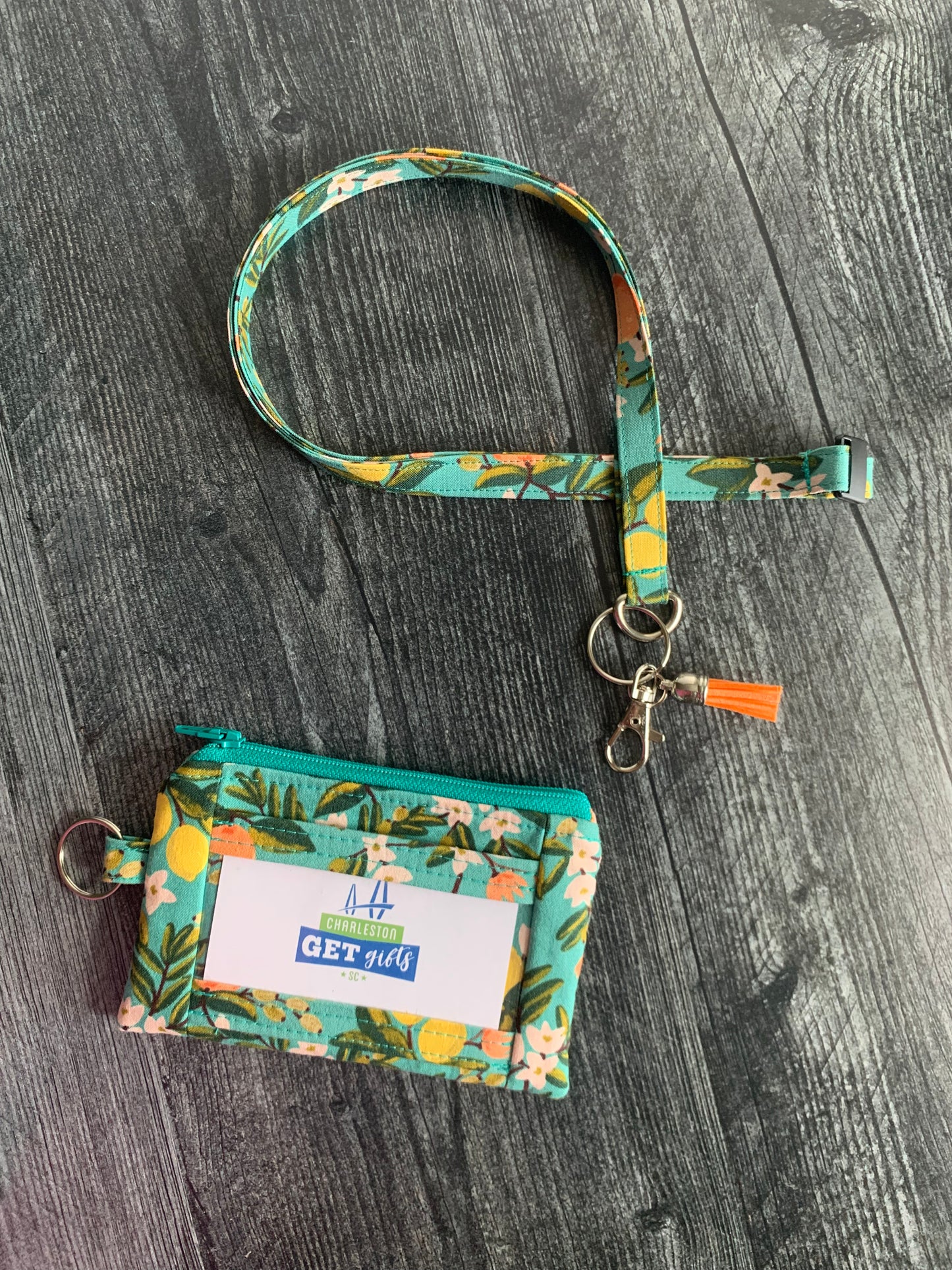 Citrus Floral Teal - Lanyard