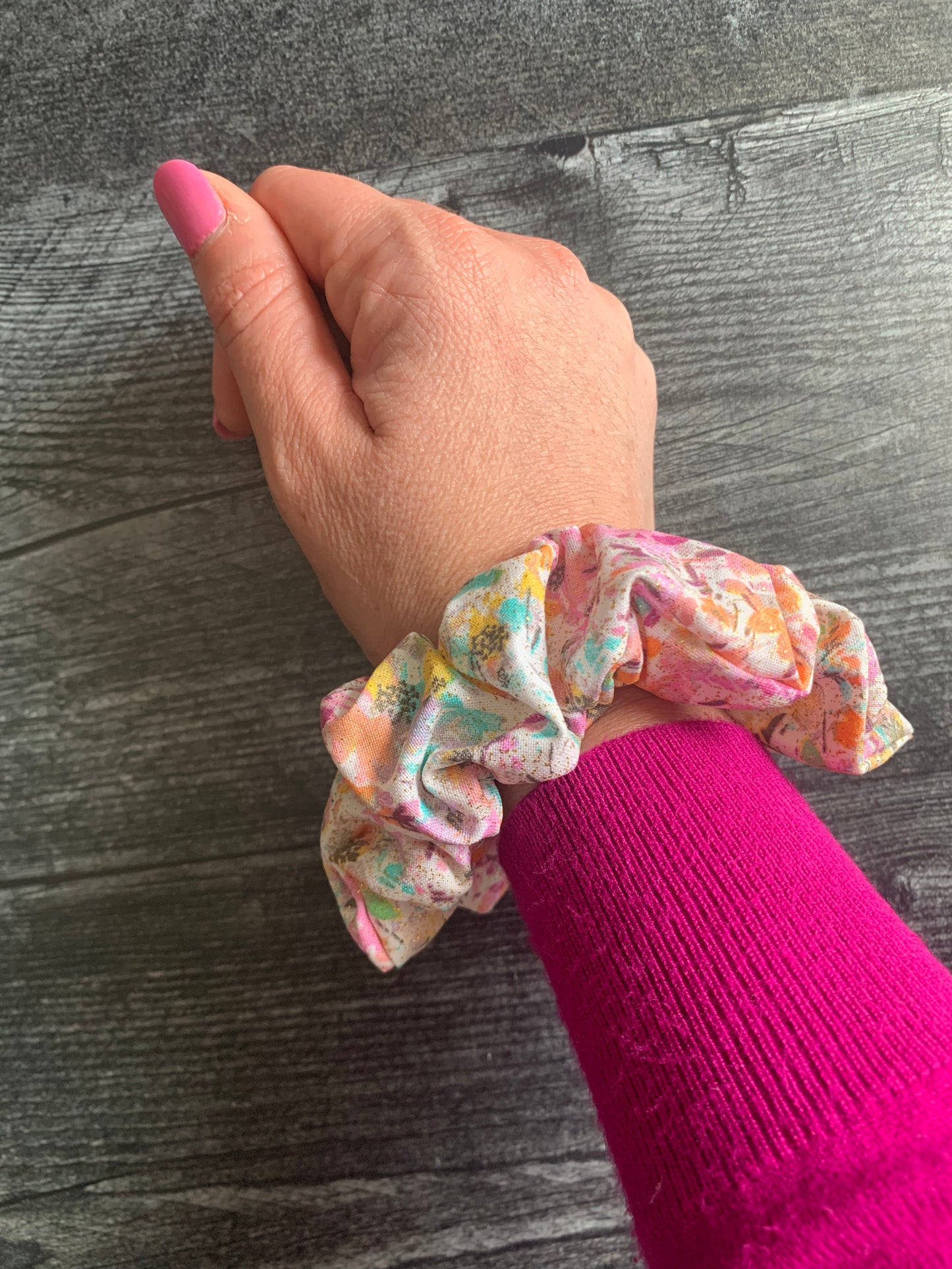 Sparkly Floral - Cotton Scrunchie