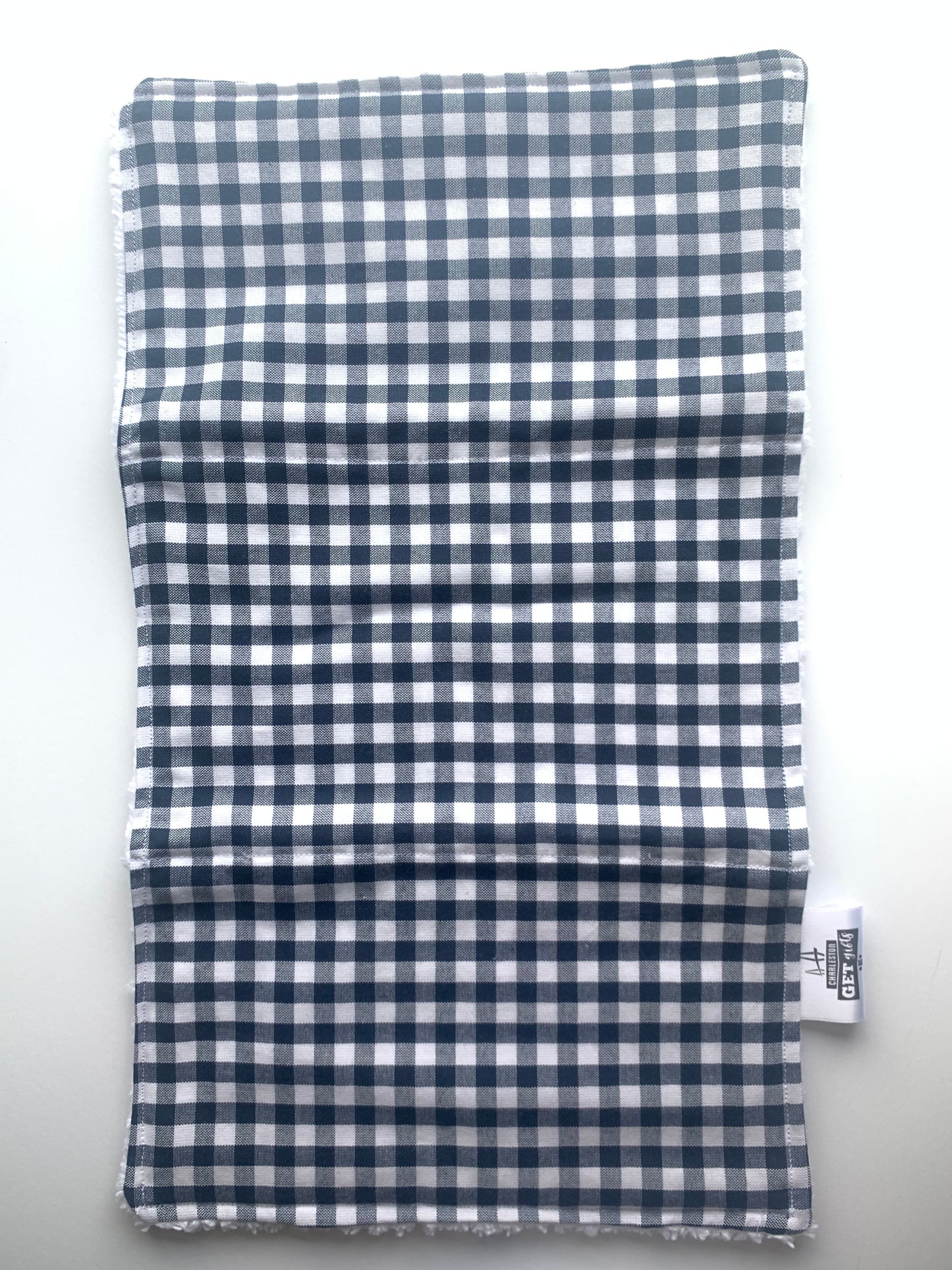 Gingham Light Gray, Baby Blue, and Navy Blue - Burp Cloths Set