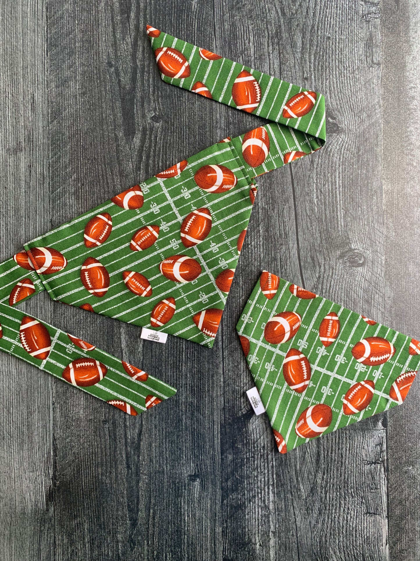 Footballs on Green - Pet Bandana