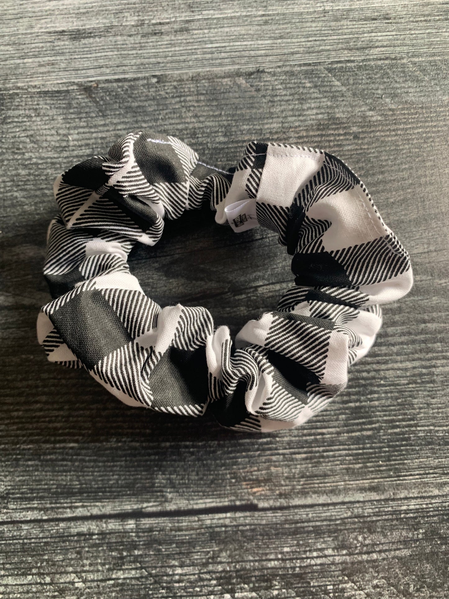 Black and White Buffalo Check - Cotton Scrunchie