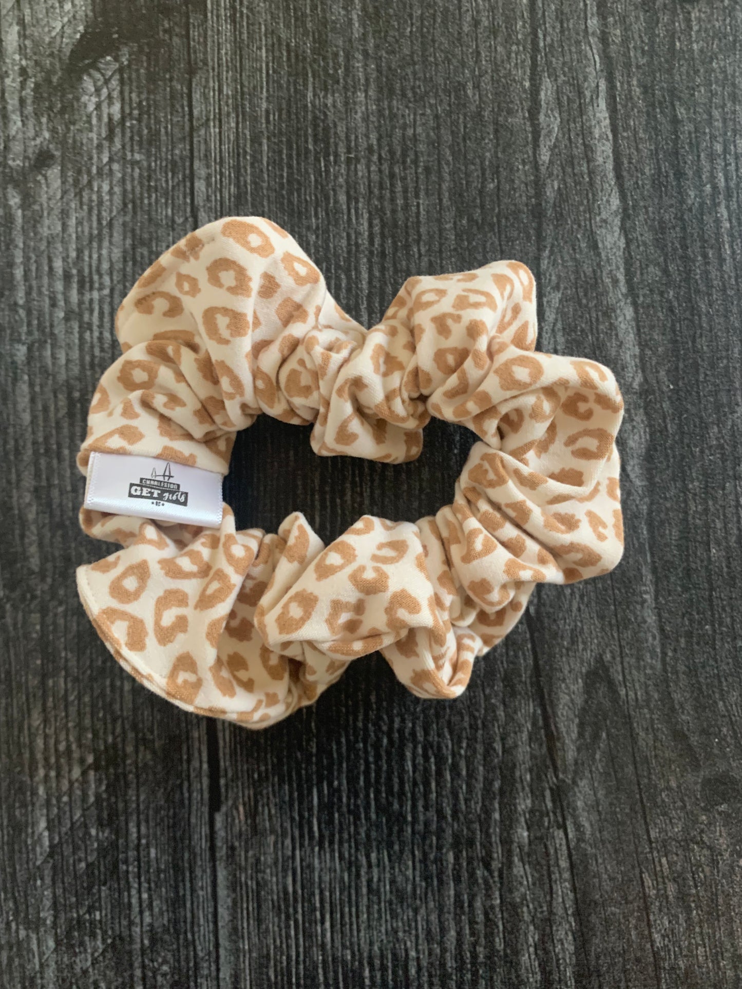 Tan Animal Print - Knit Scrunchie