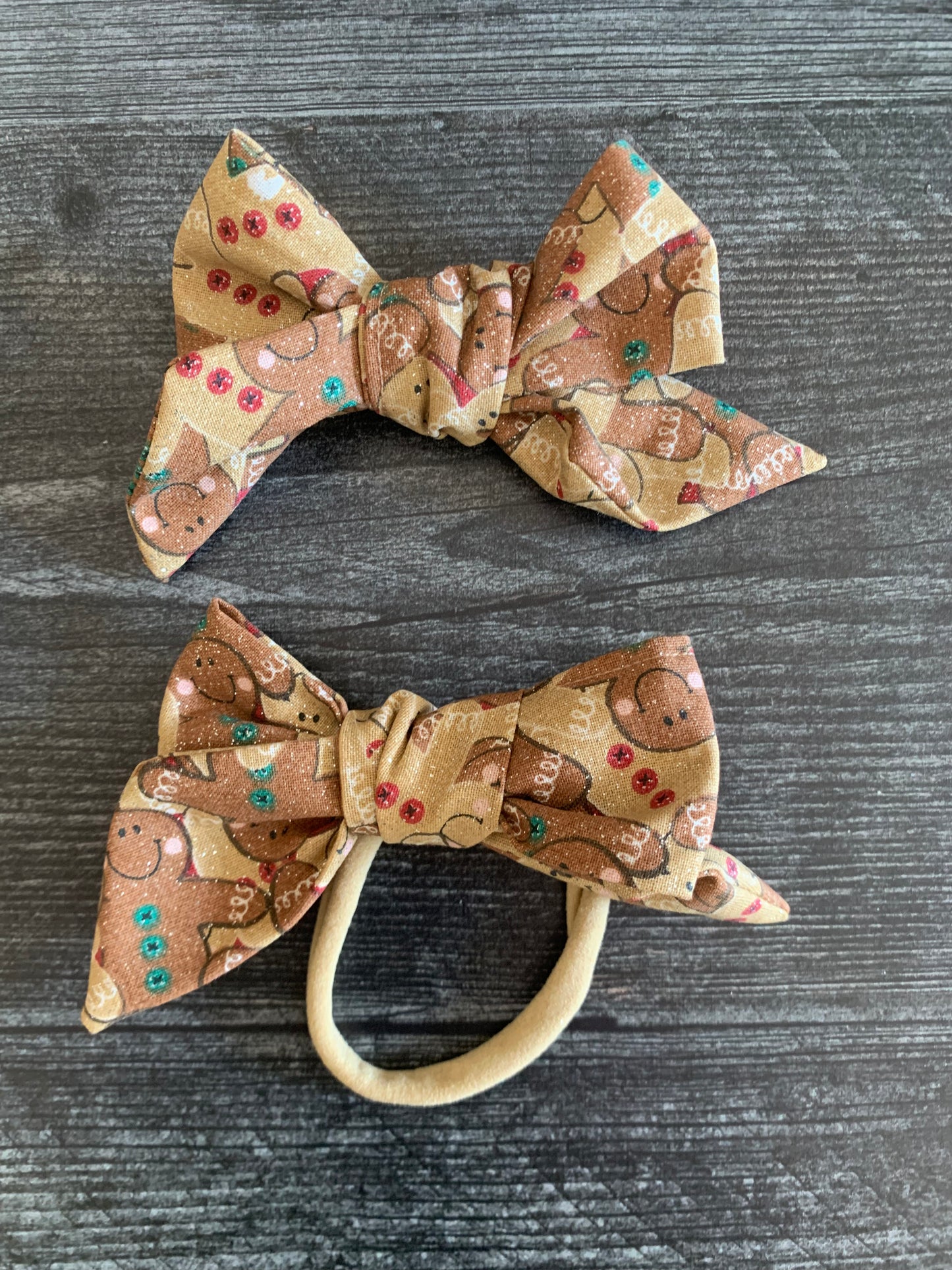 Sparkly Gingerbread People - Hair Bows