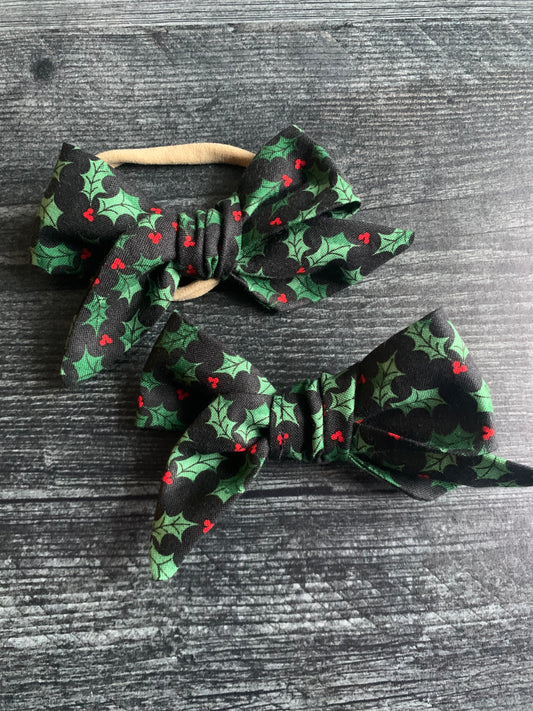 Holly on Black - Hair Bows